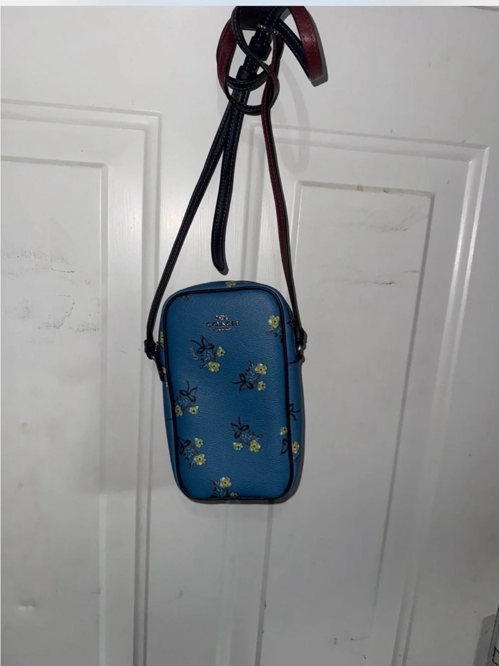Authentic Coach Blue Floral Crossbody Phone Pouch